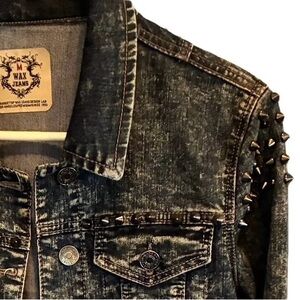 Wax Jean Studded Acid Wash Cropped Denim Jacket M Juniors Fit XS-S Punk Grunge